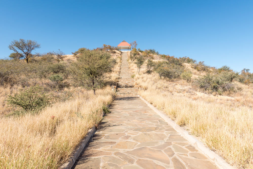 Steps leading to the viewpoint at Heroes Acre to the south of Windhoek