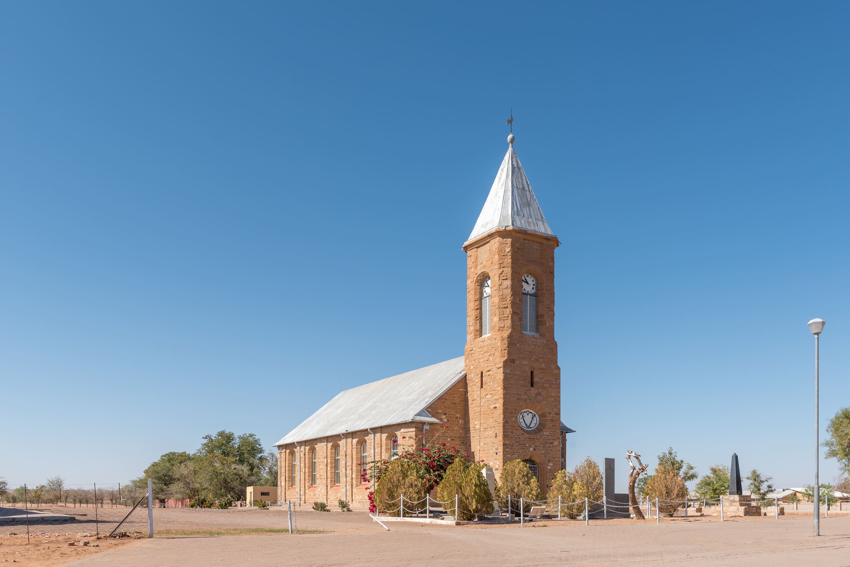 MARIENTAL, NAMIBIA - JUNE 14, 2017: The Dutch Reformed Church in Mariental, the capital town of the Hardap Region in Namibia