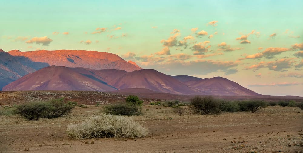 Brandberg Mountain in Namib desert, sunrise landscape, Namibia, Africa wilderness