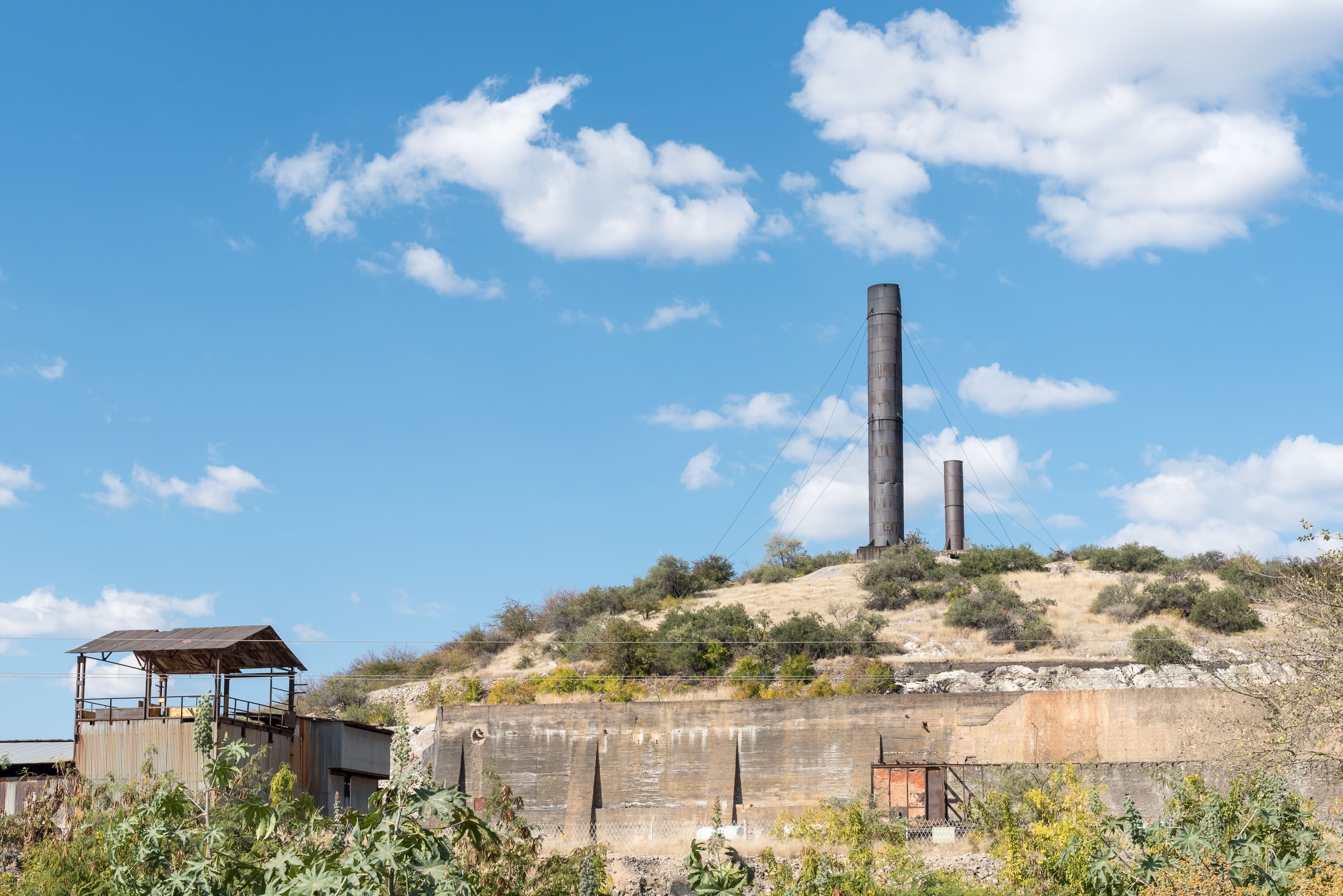 TSUMEB, NAMIBIA - JUNE 20, 2017: Ventilation shafts at the mine in Tsumeb in the Oshikoto Region of Namibia