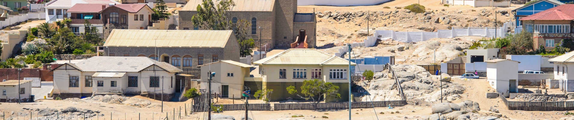 Port of the Shark Island, a small peninsula adjacent to the coastal city of Luderitz in Namibia.